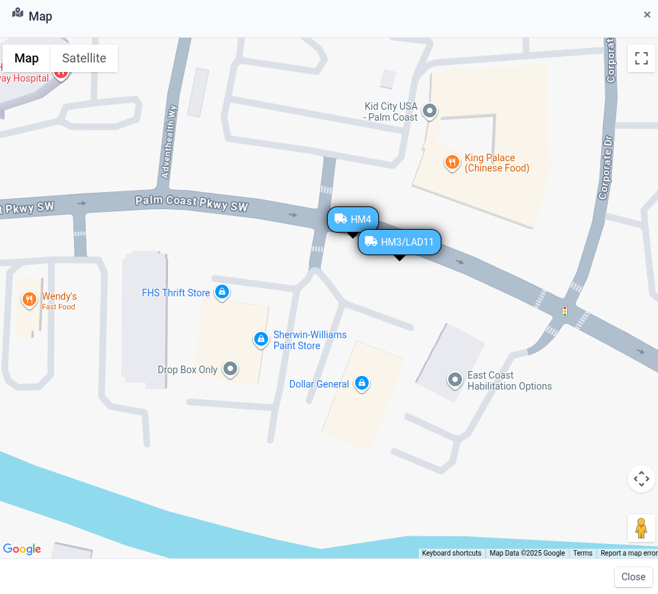 FireIDE real-time vehicle tracking map for fire department incident command software and emergency response coordination